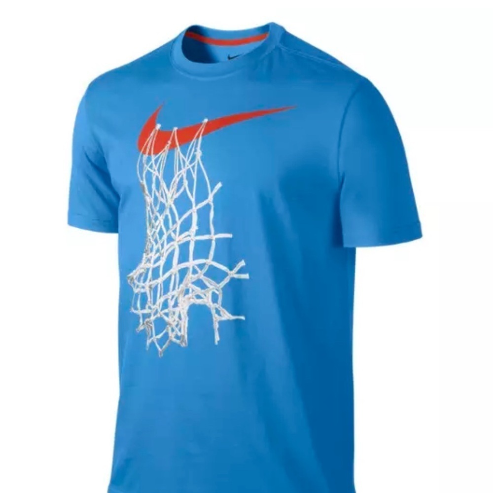 Nike The Swoosh Net Tee Basketball Dri-Fit Crew Neck Blue/Orange Men Size‎ XXL